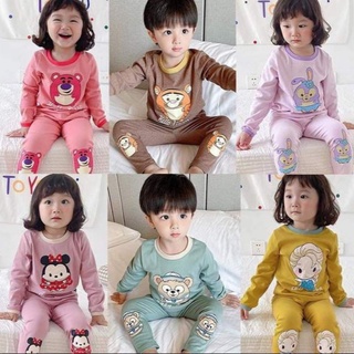 ชุดนอนเด็ก size90-130 ชุดแขนยาวผ้านิ่มเด้ง​