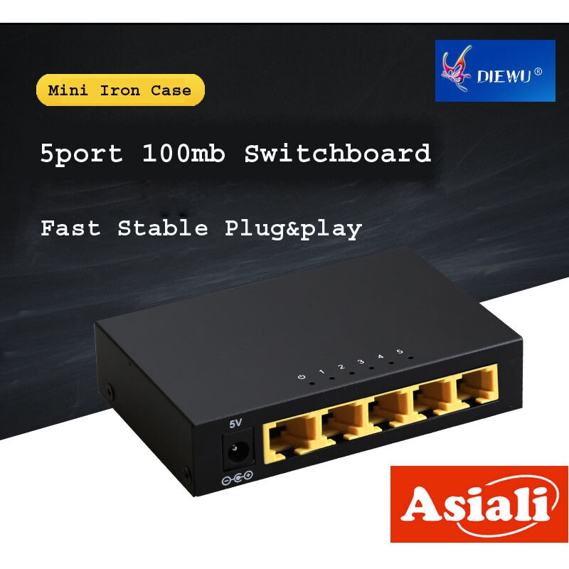 5-port 100M Switch Unmanaged Iron Shell Switch Plug and Play Uninterrupted Net 5-port Network Splitt