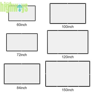 ม่านโปรเจคเตอร์ 16:9 60 72 84 100 120 150 นิ้ว Hd หน้าจอแสดงผล Hd