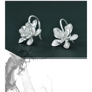 Miyan โบราณ Original Design Handmade Silver Lotus Ear Hook 925 เงินสเตอร์ลิงต่างหูมุกที่สวยงาม