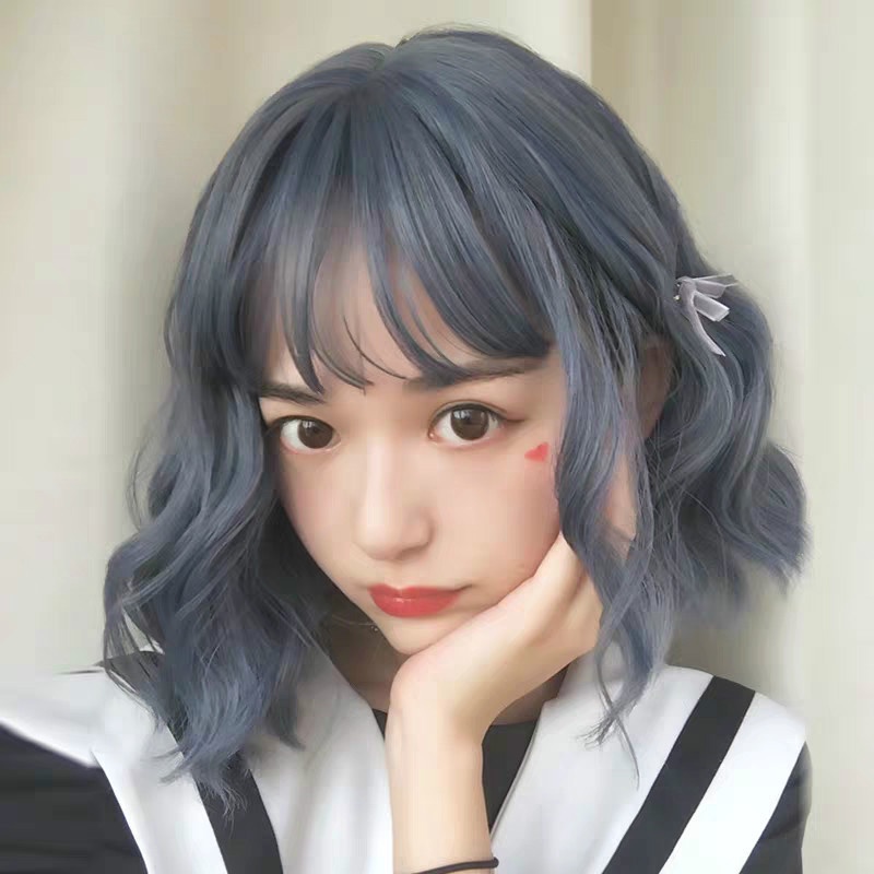 วิกผมสั้นหยิกสีเทาสไตล์เกาหลีน่ารักสําหรับผู้หญิง