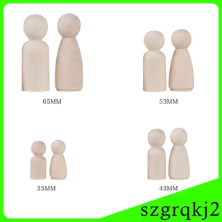 Newest  Family of 8 Wood Peg Dolls Wooden Figure People DIY Craft Kids Birthday Toy