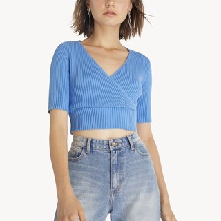 &lt;Pomelo&gt; Ribbed surplice crop top