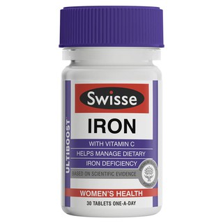 Swisse Ultiboost Iron 30 Tablets ธาตุเหล็ก บำรุงเลือด ป้องกันโลหิตจาง เหน็บชา