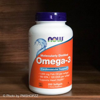 [พร้อมส่ง]Now Foods, Omega 3, 180 EPA/120 DHA, 200 เม็ด น้ำมันปลา