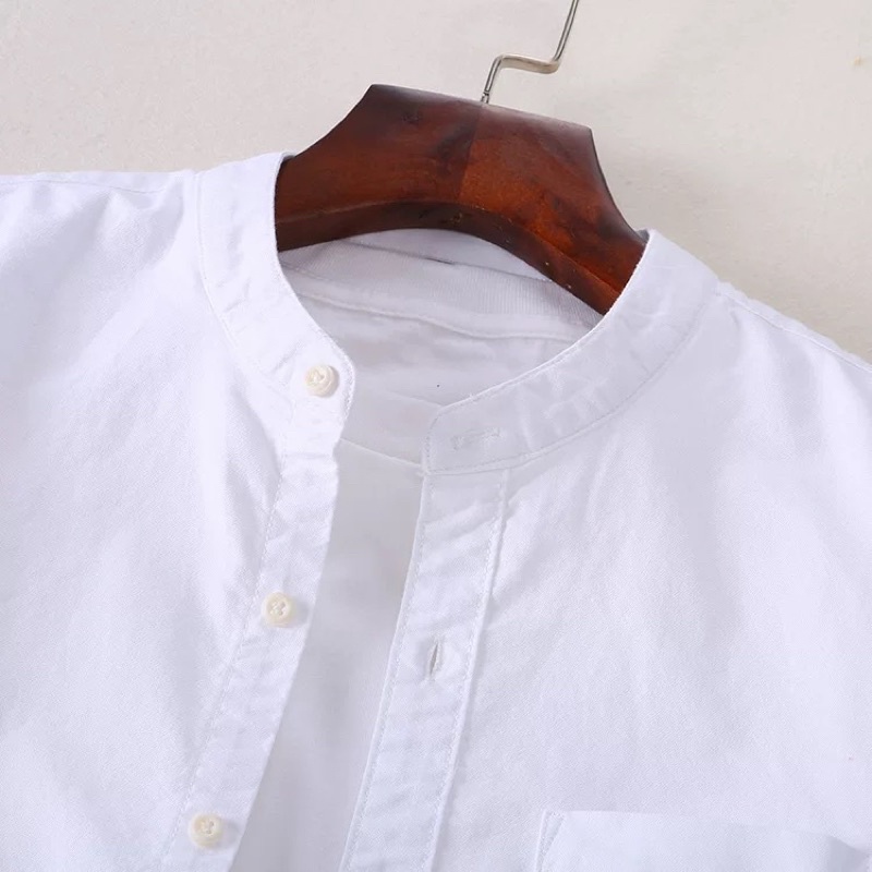 เสื้อเชิ้ตคอจีน เสื้อคอจีน/แขนสั้น M/L/XL ผ้า OXFORD - SHIRT  เสื้อเชิ้ตผู้ชาย คอจีน แขนสั้น - รูปที่ 4