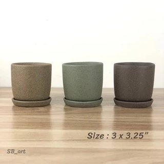 กระถางแคคตัสเซรามิค เคลือบพิเศษ minimal SWS 3x3.25”