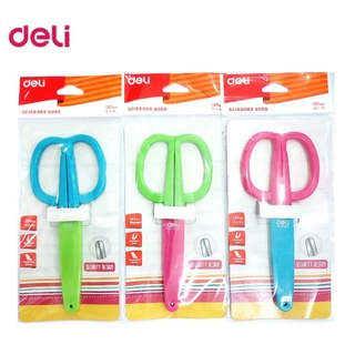 Deli กรรไกรแฟนซี แบบมีปลอก ขนาด 5" 1/2 นิ้ว No.6060 3สี