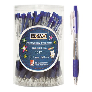 โยยา ปากกากด #1017 1.0 มม. หมึกน้ำเงิน แพ็ค 50 ด้าม Yoya Push Pen # 1017 1.0 mm. Blue Ink Pack 50 pcs.