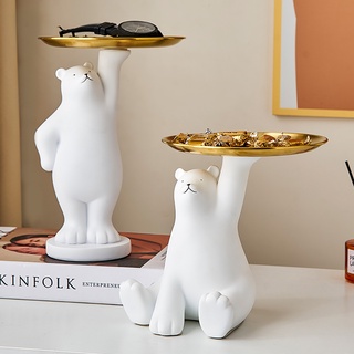 Polar Bear Sculpture Tray Sundries Storage for Entrance