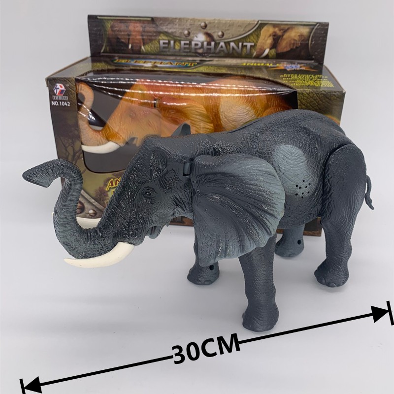 ของเล่นช้าง3D เดินได้ มีไฟ มีเสียง ใส่ถ่านธรรมดา ช้างป่า ของเล่นElephant 1042