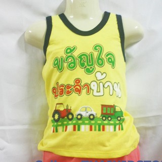 เสื้อกล้ามสี พิมพ์คำพูดแนวๆ เจ็บๆ เด็กอายุ 1-5 ปี Size S-M-L-XL พิมพ์ลายการ์ตูนที่อก แพค 6 ตัว / แพค 12 ตัว