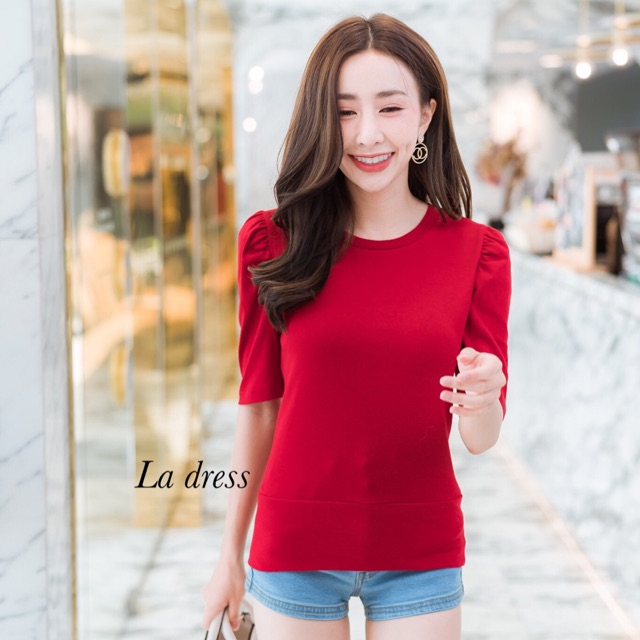 LA DRESS 9817 เสื้อคอกลมแขนตุ๊กตา ผ้าคอตตอล CARDIGAN_NISTA​ (LA1C)