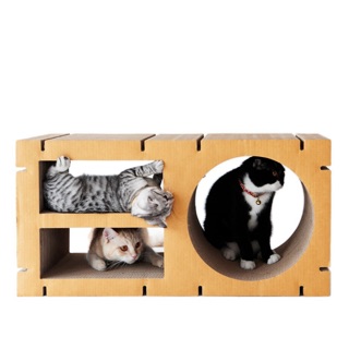 KAFBO HOME RECTANGLE-CIRCLE SHAPE L - Brown ที่ลับเล็บแมว ของเล่นแมว บ้านแมว เฟอร์นิเจอร์แมว Cat Scratcher Cat House