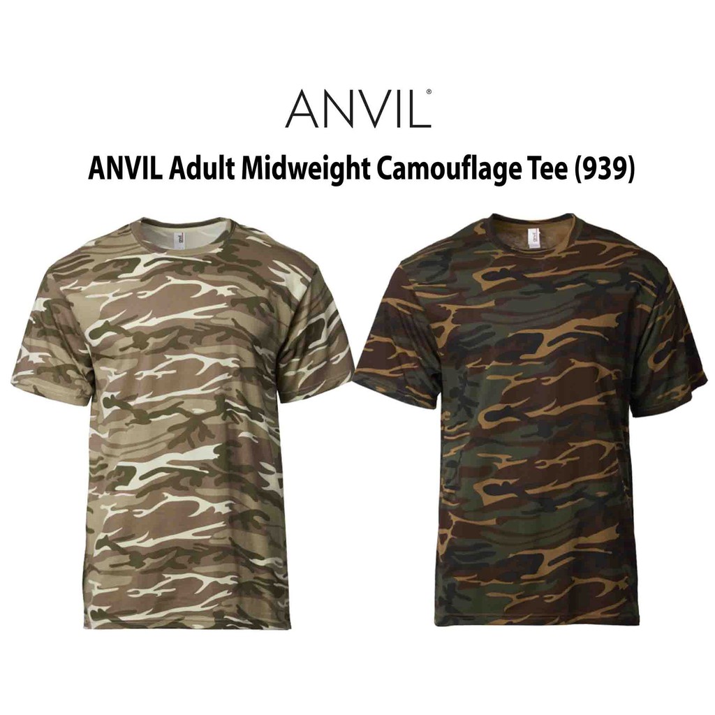 เสื้อยืดลายพราง Midweight สําหรับผู้ใหญ่ ANVIL (939)