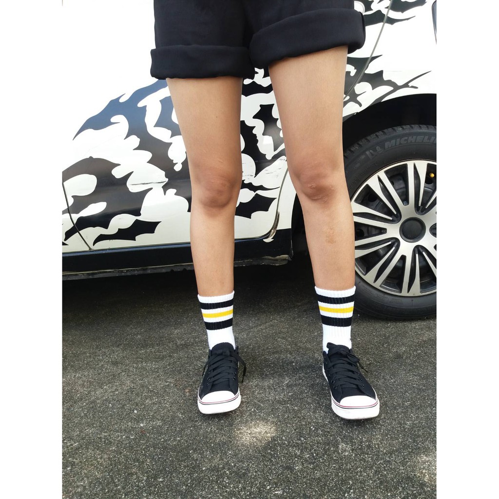 Dsox ถุงเท้า Old School แพ็ค 6 คู่ (มีลายริ้ว 5 สี น้ำตาล/กรมท่า/เทา/ดำ/แดง )
