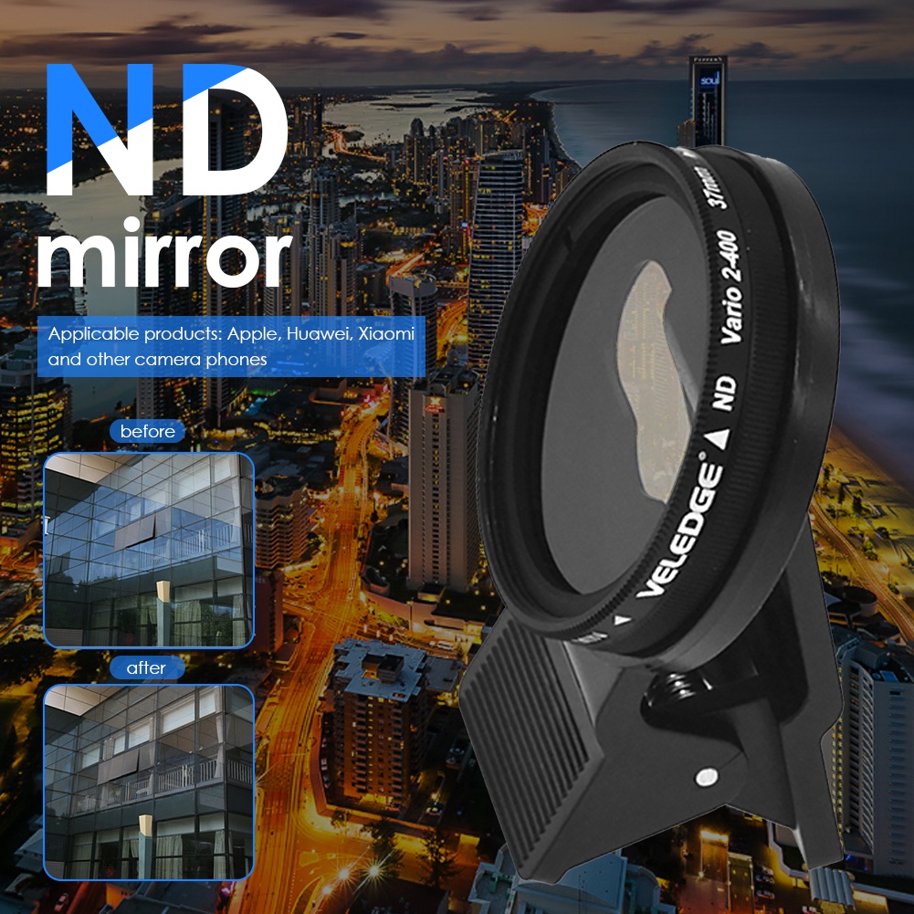 37mm Clipon ND 2400 Phone Camera Lens Neutral Density Filter for