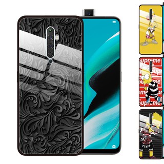 OPPO Reno 5 Pro 3 4 4G 10X Zoom Reno2 Z F F11 Pro F9 F7 กรณีโทรศัพท์กระจก ปกโทรศัพท์ Phone Cases Supreme Simpson Tempered Glass Cover Anti-Scratch