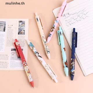 Mulinhe ปากกาเจล หมึกสีดํา สไตล์จีน น่ารัก 6 ชิ้น / ชุด