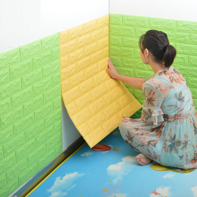 ขาย DIY Self Adhensive 3D อิฐสติ๊กเกอร์ติดผนังห้องนั่งเล่นตกแต่งโฟมกันน้ําวอลล์เปเปอร์ foe ห้องนอน