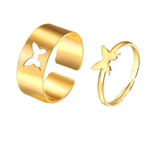 เครื่องประดับ แหวนแต่งงานผู้หญิง ผู้ชาย คู่รัก ผีเสื้อสีทอง 2021