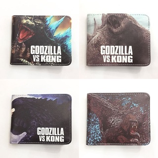 กระเป๋าสตางค์ใบสั้น กระเป๋าใส่เหรียญ ลายภาพยนตร์ Godzilla vs King Kong King of Monsters Gorilla