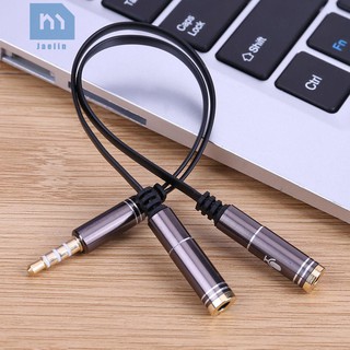 อะแดปเตอร์แจ็ค 3.5 มม. Stereo Audio Male to 2 Female Headphone Mic Y Splitter