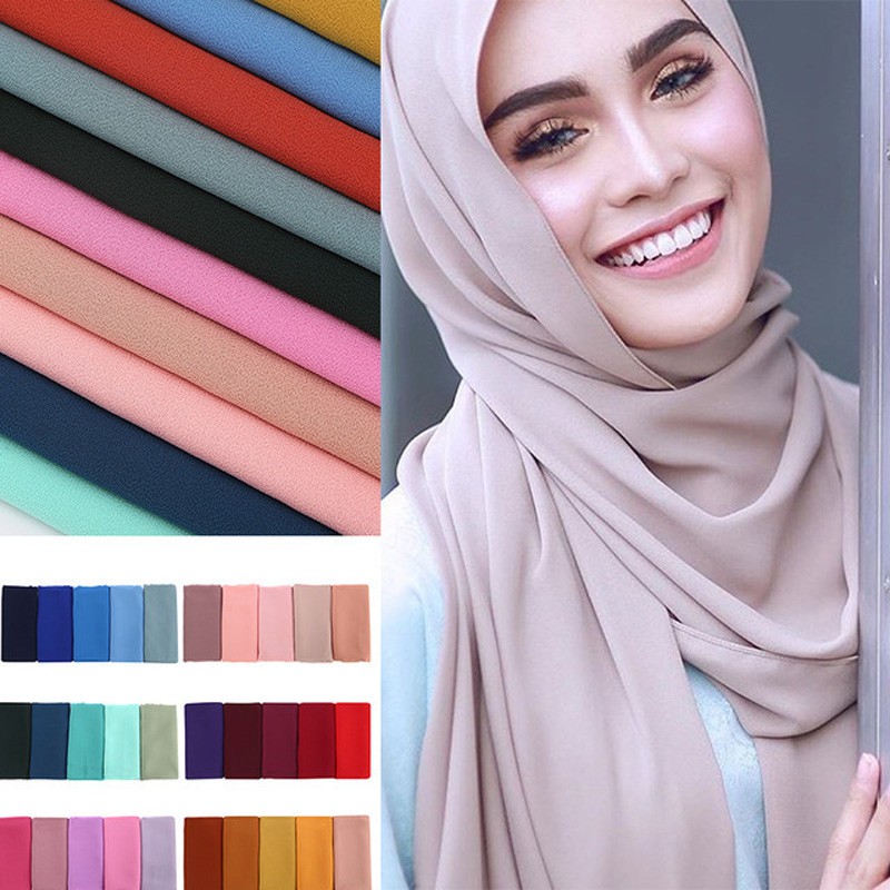 Jifang คุณภาพสูง Heavy Bubble ชีฟองผ้าคลุมไหล่ธรรมดา Tuudung มุสลิมผ้าพันคอหัวฮิญาบผ้าคลุมไหล่ 60 สี WJ46