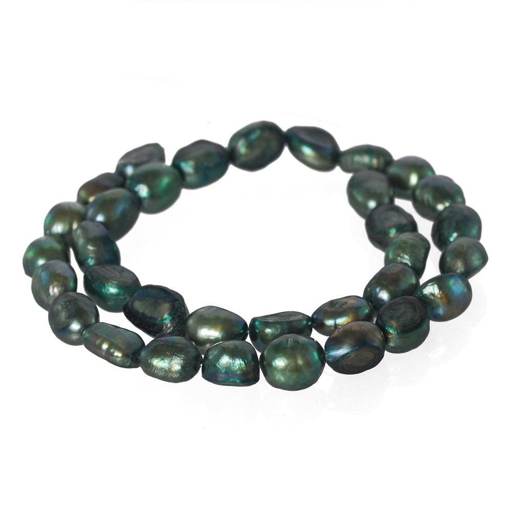 ลูกปัดมุกแท้เม็ดมุกทรงไข่ 8x11 mm - (LZ-0113 สีเทา)