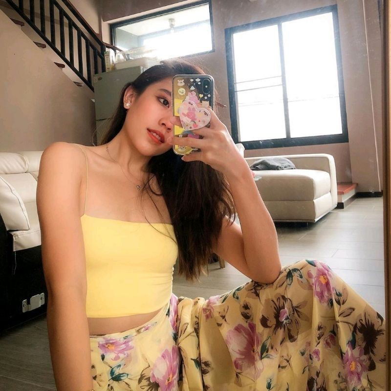 💕PP♡CLOSET💕พร้อมส่ง25สี‼ เสื้อครอปสายเดี่ยว #สายยืดสปาเก็ตตี้แข็งแรง ผ้า2ชั้นทั้งตัว ใส่กระชับ รูปที่ 8