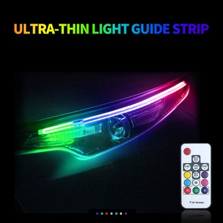 แถบไฟเลี้ยว LED RGB DRL กันน้ํา หลากสี สําหรับรถยนต์ 2 ชิ้น