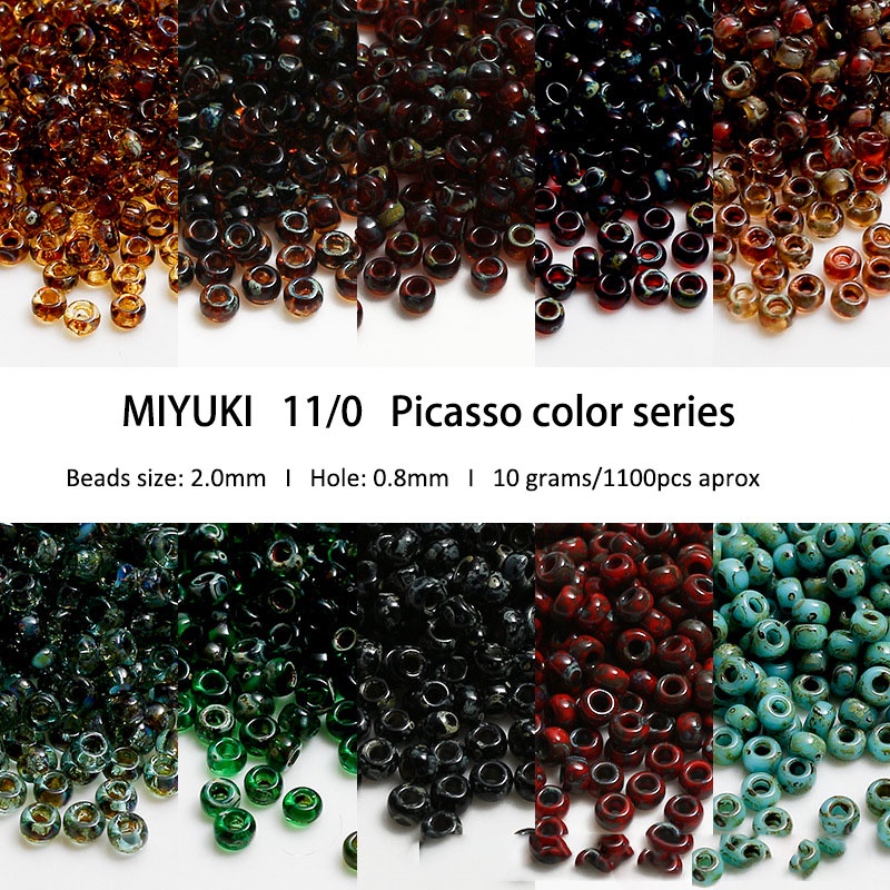 10 กรัม 11/0 MIYUKI Picasso แก้วลูกปัด 2.0 มม.ลูกปัดแบบหลวมสําหรับสร้อยข้อมือเครื่องประดับ Handmade DIY เย็บปักถักร้อยอุปกรณ์เสริม
