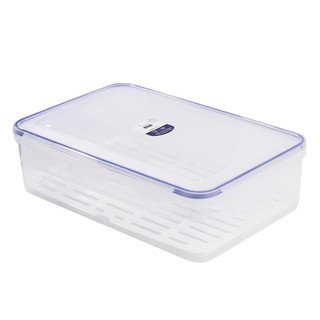 กล่องอาหารเหลี่ยม 4.2 ลิตร KECH x DOUBLE LOCK No.9512FOOD CONTAINER KECH X DOUBLE LOCK 9512 4.2L WHITE/DARK BLUE