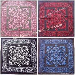 Cotton ผ้าฝ้าย 100% ลายขนนก Paisley Heart หลากสี ผ้าโพกหัว ผ้าพันคอ ผ้าเช็ดหน้า ผ้ากันฝุ่น ผืนใหญ่ 20 นิ้ว