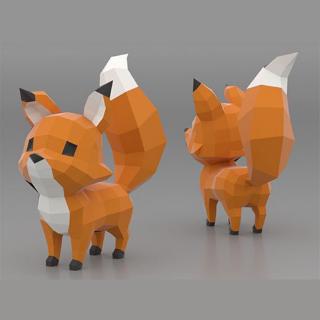 DIY Papercraft Little Fox Low Poly PaperModel 3DPuzzle Handwork Toys Paper Sculpture