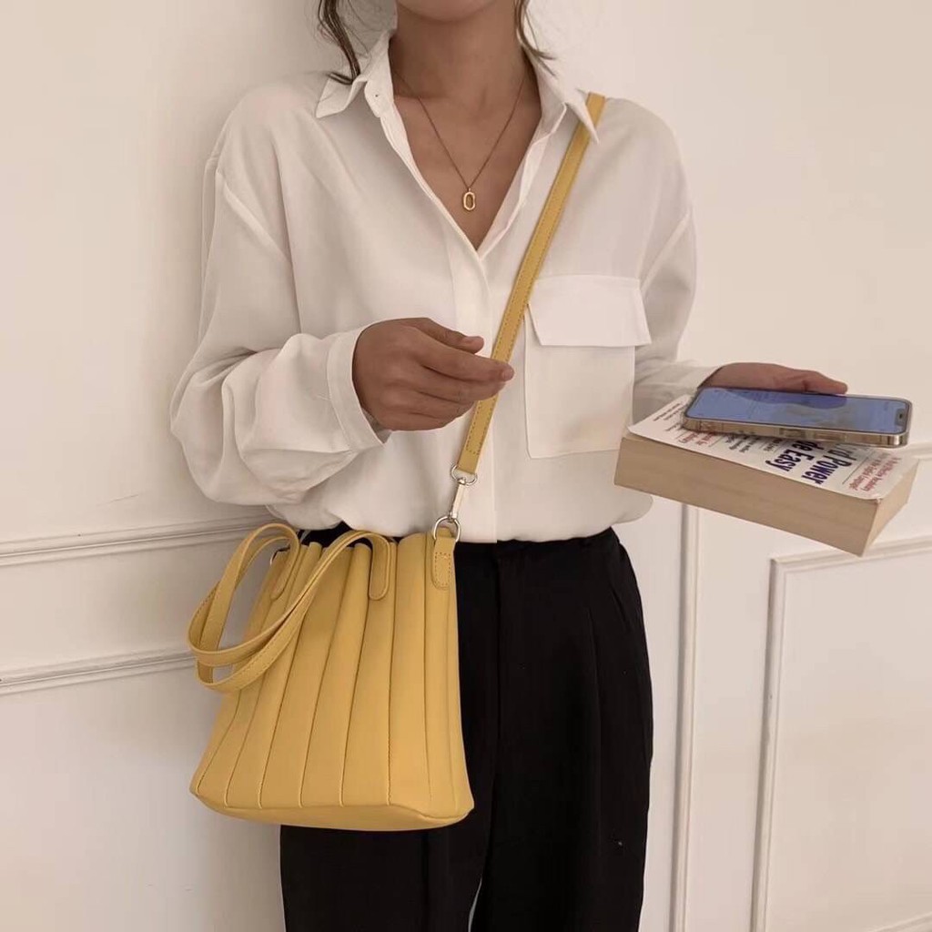 Korean Style Pleat Bag กระเป๋าพลีท กระเป๋าหนัง PU กระเป๋าสะพายข้าง