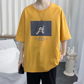 ผู้ชาย 2021 ฤดูร้อนใหม่เกาหลีสไตล์ฮาราจูกุพิมพ์แขนสั้นเสื้อยืดคู่รักคู่เสื้อยืดนักเรียนหลวม