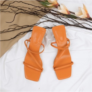 Woo Marilyn Strap Heel Sandal Faux Leather สีส้ม Autumn Glory