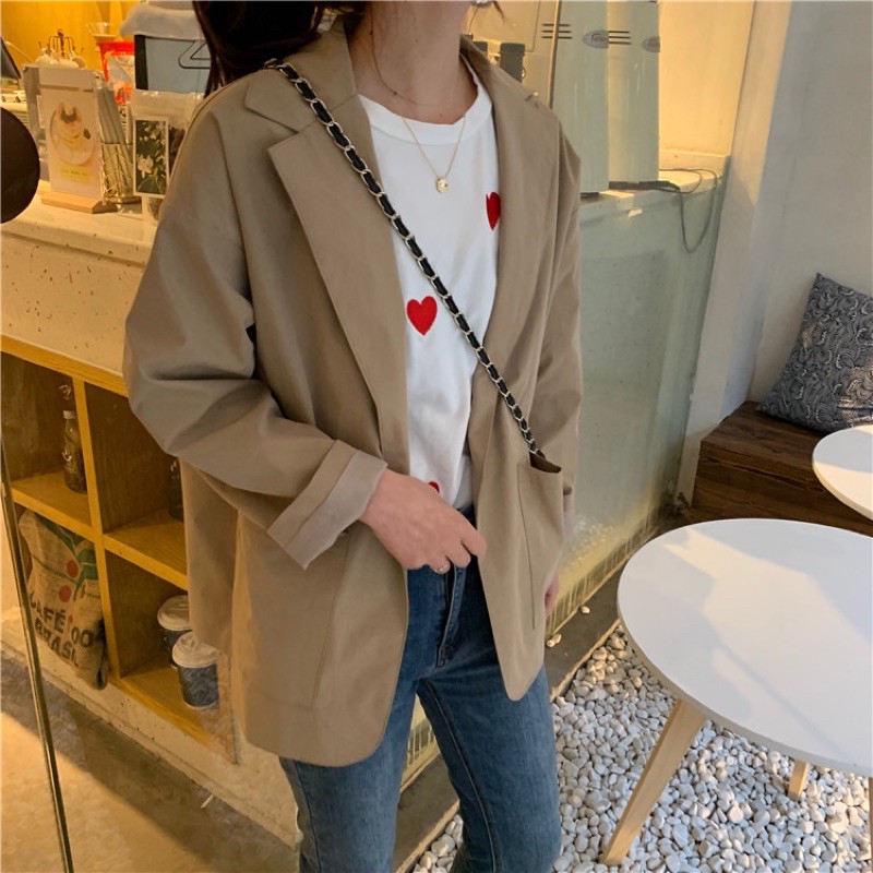 Ha Eun Blazer / เบลเซอร์สไตล์เกาหลี / เบลเซอร์ผู้หญิง / เบลเซอร์สีครีม