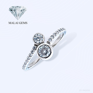 Malai Gems แหวนเพชร แหวนฝังเพชร แหวนเพชรแบบฝัง เงินแท้ 925 เคลือบทองคำขาว ประดับเพชรสวิส CZ รุ่น 291-RK0058 แถมกล่อง