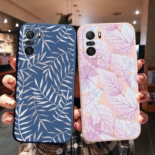 เคสโทรศัพท์มือถือ ขอบสี่เหลี่ยม ลายใบไม้ สวยงาม สําหรับ Xiaomi Redmi Note 10 Pro 9S 9A POCO X3 NFC M3 Pro 5G