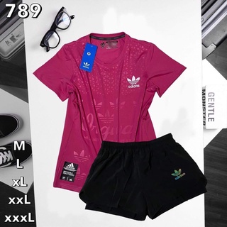 [ลดราคา] set2ชินผู้หญิง เสื้อยืดแขนสั้น กางเกงวิ่ง2ชั้น set running SP 001 สินค้าตรงปก100%