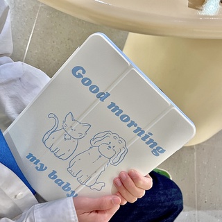 🔥พร้อมส่ง🔥 เคสไอแพด Air5 Gen9 อะคริลิค น่ารัก หมาแมว ช่องใส่ปากกาขวา Acrylic เคส ipad Pro11 air 4 case iPad Gen10 iPad