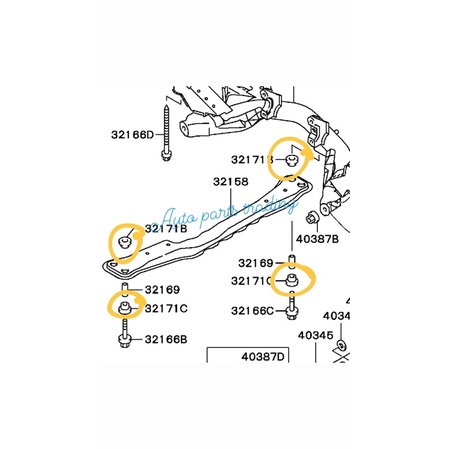 MITSUBISHI LANCER EVOLUTION 4 IX CN9A ด้านหน้า CROSSMEMBER BUSH