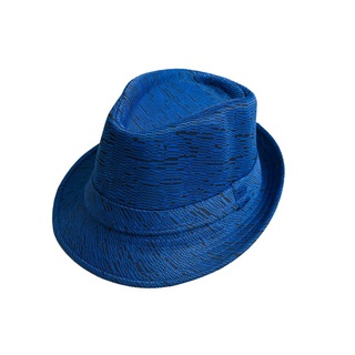 Fedora หมวกคาวบอย ผ้าลินิน สีฟ้า