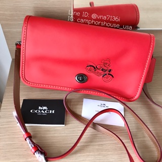 🌟พร้อมส่ง🌟COACH PENNY CROSSBODY IN GLOVE CALF LEATHER WITH MICKEY