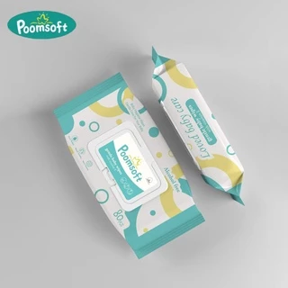 POOMSOFT ทิชชู่เปียก ทิชชูเปียกเด็กแรกเกิด 80แผ่น Baby Wipes x 5 แพ็ค (400 แผ่น) ทิชชู่เปียกเด