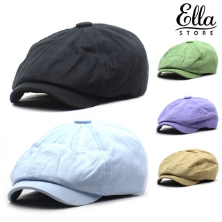 Ellastore123 หมวกแก๊ป ผ้ายืด สีพื้น ปรับได้ สไตล์วินเทจ สําหรับทุกวัน