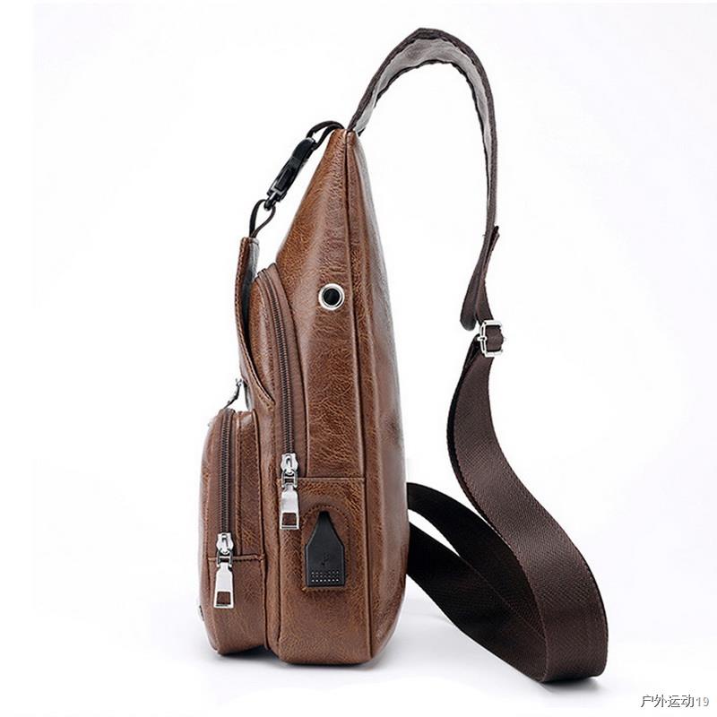 ♗❦┋Men's PU Canvas Sling Pack Chest Shoulder Crossbody Bag Biker Satchel Luxury Handbags Designer Chest Bag Zipper Bolso
