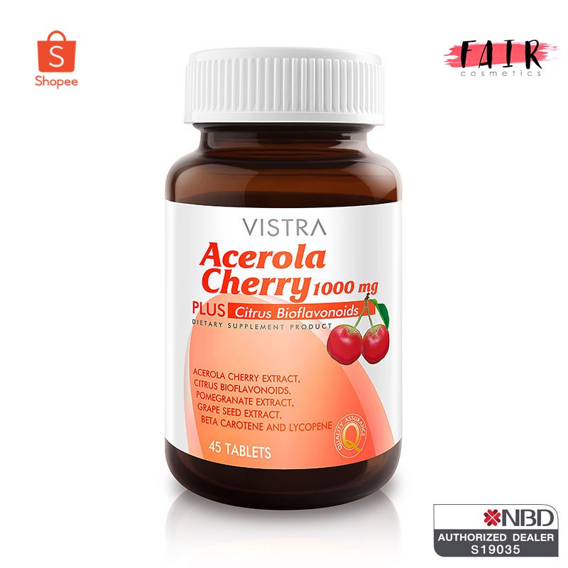 วิตามินซี Vistra Acerola Cherry 1,000 mg. วิสทร้า อะเซโร ลาเชอร์รี่ 1,000 มก.